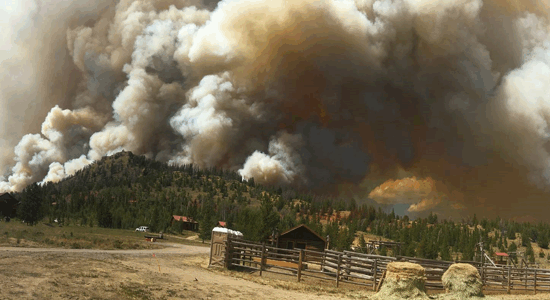 Wild Fire Smoke raises above the horizon