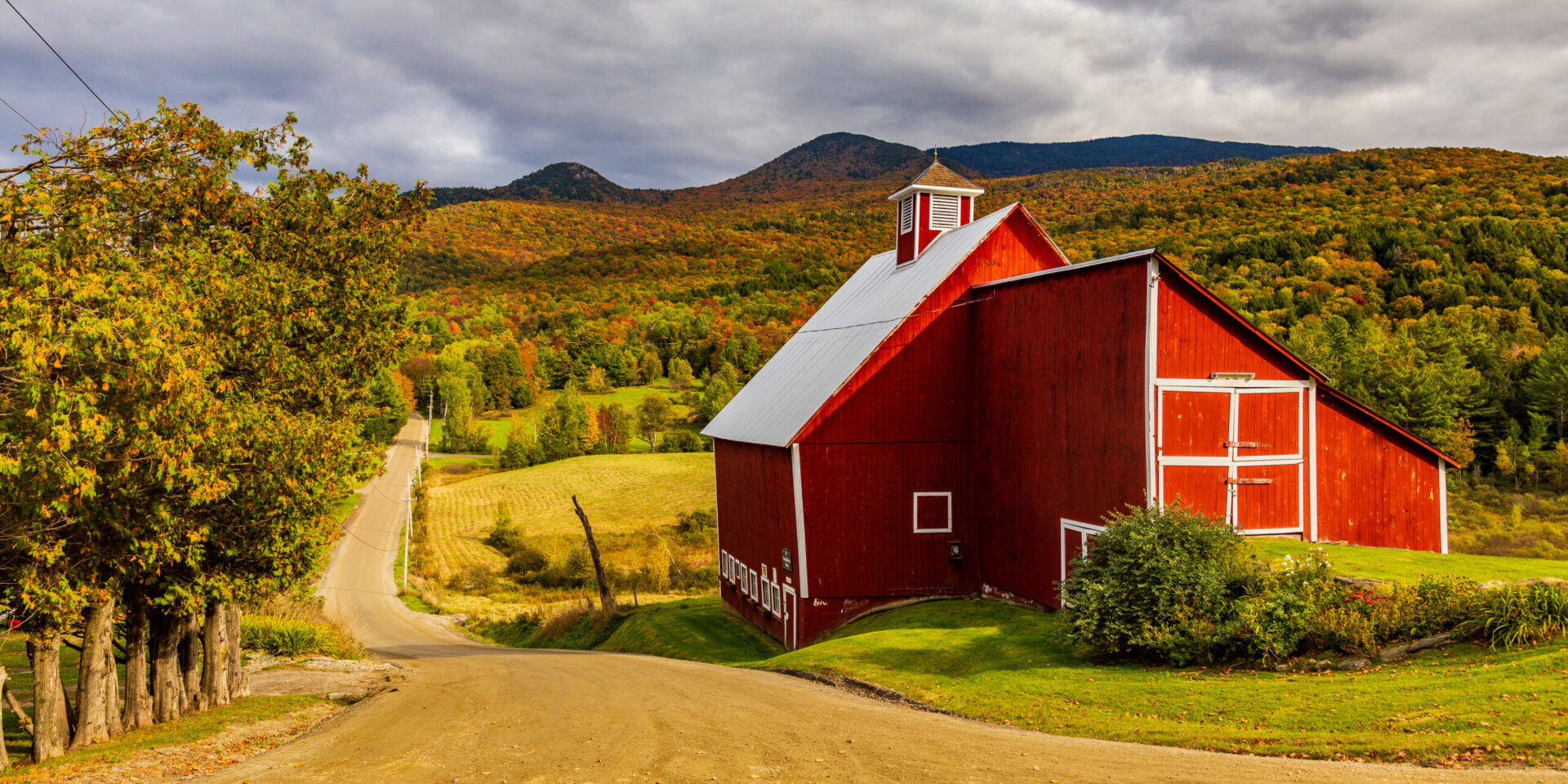 panoramic view of Stowe, VT