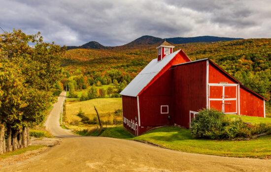 panoramic view of Stowe, VT