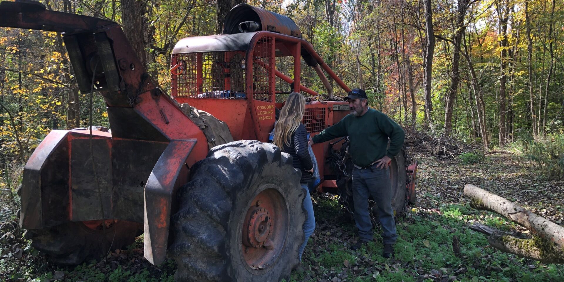 Madeleine Zenir, Research Coordinator, interviews a NY logger in fall 2023