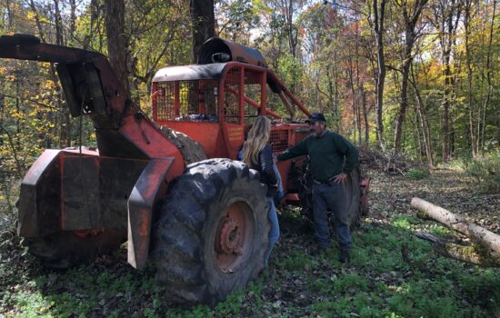 Madeleine Zenir, Research Coordinator, interviews a NY logger in fall 2023